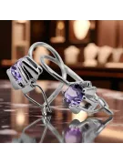 Argent sterling 925 14k 583 Alexandrite des boucles d'oreilles vec053s Russe Soviétique URSS Artisanat vintage Art Deco style